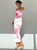 Vestido Tubo Asimétrico para Cena Romántica sin Mangas