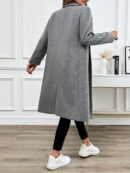 Abrigo Largo de Lana en Gris Oscuro para Mujer