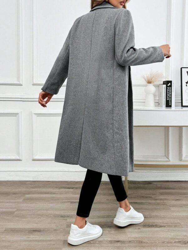 Abrigo Largo de Lana en Gris Oscuro para Mujer - Image 2