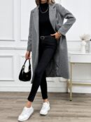 Abrigo Largo de Lana en Gris Oscuro para Mujer