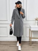 Abrigo Largo de Lana en Gris Oscuro para Mujer
