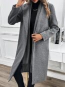 Abrigo Largo de Lana en Gris Oscuro para Mujer