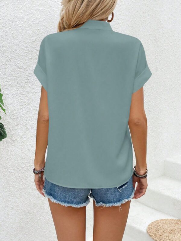 Blusa Batwing Manga Corta en Color Sólido - Image 8