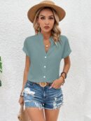 Blusa Batwing Manga Corta en Color Sólido