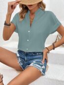 Blusa Batwing Manga Corta en Color Sólido