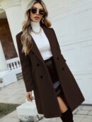 Abrigo Elegante con Cuello Solapa y Doble Botonadura