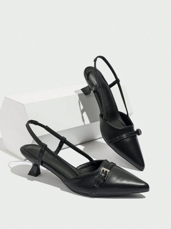 Zapatos de Tacón Gatito en Charol con Punta Afilada y Espalda Abierta - Image 8