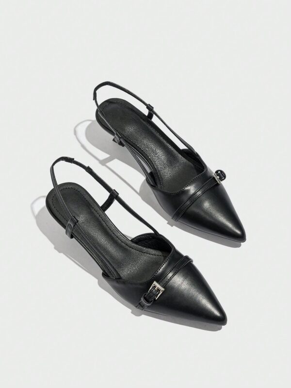 Zapatos de Tacón Gatito en Charol con Punta Afilada y Espalda Abierta - Image 7