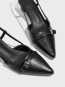 Zapatos de Tacón Gatito en Charol con Punta Afilada y Espalda Abierta