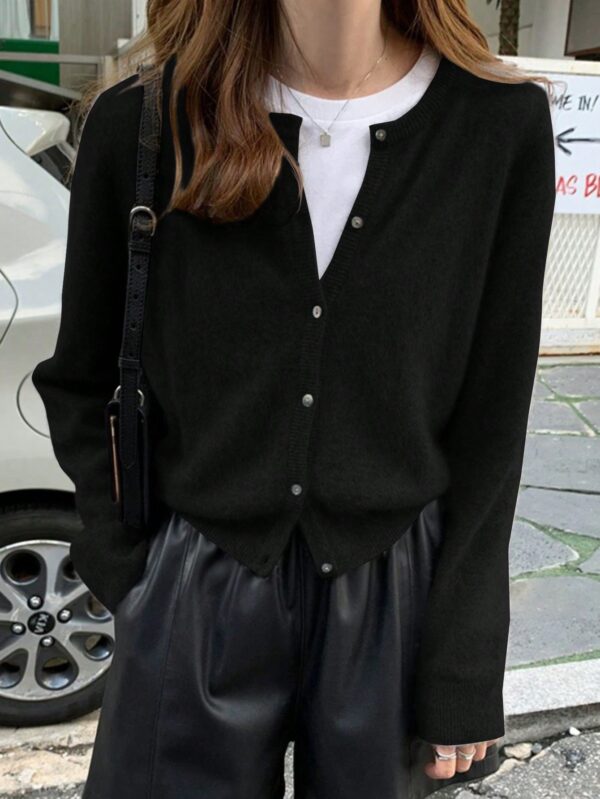 Cardigan Botones Frontales Manga Larga para Primavera y Otoño
