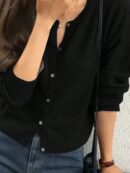 Cardigan Botones Frontales Manga Larga para Primavera y Otoño