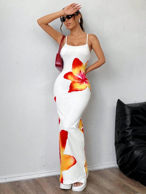 Vestido Largo Elegante con Estampado Floral y Tirantes Delgados - Image 11