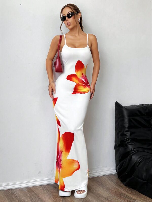 Vestido Largo Elegante con Estampado Floral y Tirantes Delgados - Image 13