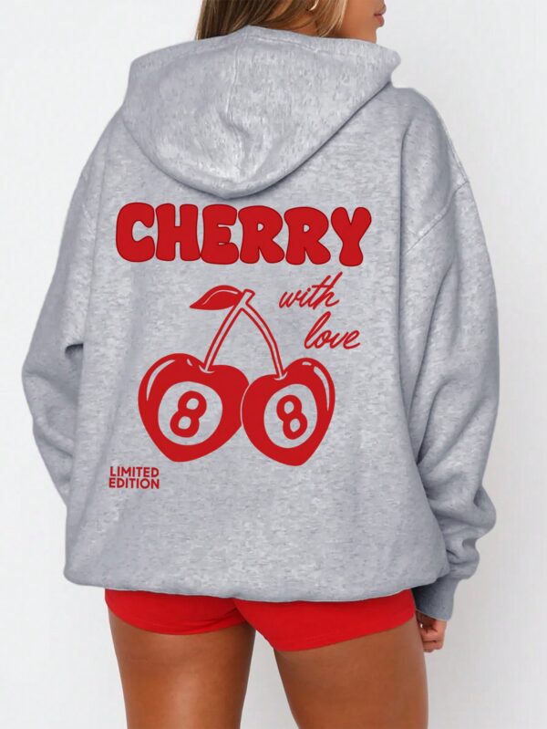 Buzo Casual con Estampado de Cerezas y Letras, Manga Larga - Image 10