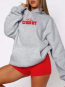 Buzo Casual con Estampado de Cerezas y Letras, Manga Larga