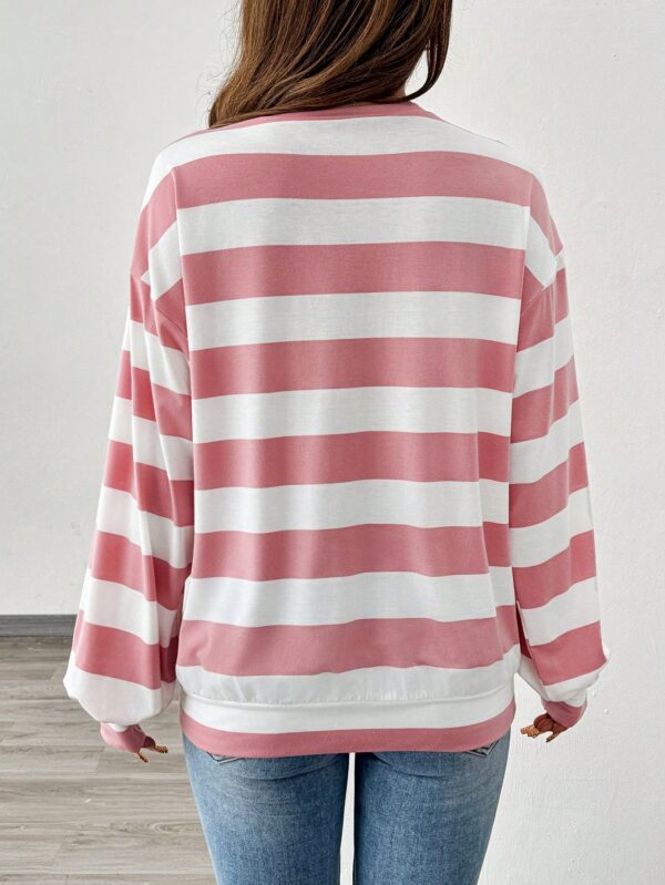 Sweatshirt Casual con Cuello Ancho y Rayas, Manga Larga - Image 17