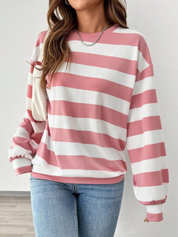 Sweatshirt Casual con Cuello Ancho y Rayas, Manga Larga - Image 21