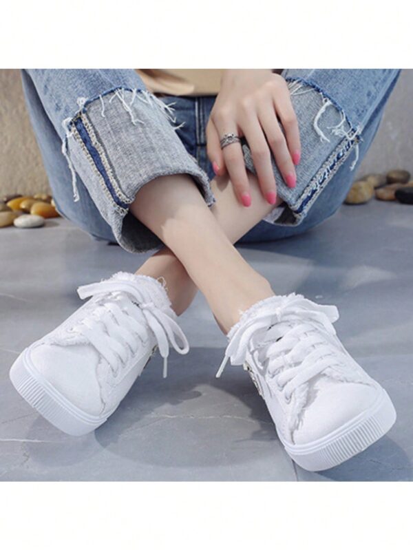 Zapatillas de Lona Slip-On para Mujer, Plataforma Plana Casual sin Cordones - Image 6
