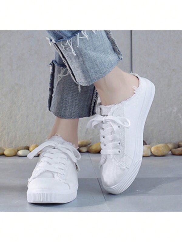 Zapatillas de Lona Slip-On para Mujer, Plataforma Plana Casual sin Cordones - Image 5