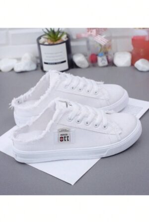 Zapatillas de Lona Slip-On para Mujer, Plataforma Plana Casual sin Cordones
