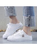 Zapatillas de Lona Slip-On para Mujer, Plataforma Plana Casual sin Cordones
