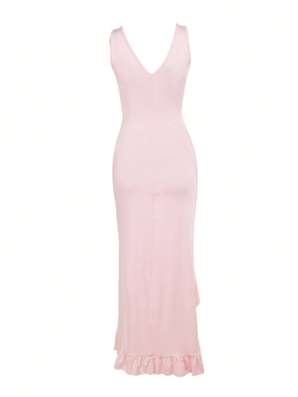 Vestido de Verano con Escote V, Detalles Fruncidos y Abertura - Image 11