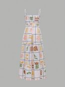 Vestido Largo Estampado Vintage con Tirantes Finos