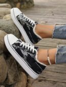 Zapatillas Casual de Lona con Punta Redonda y Detalles de Peluche