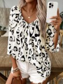 Blusa Bohemia con Cuello V y 3/4 de Manga