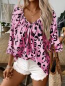 Blusa Bohemia con Cuello V y 3/4 de Manga