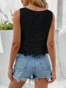 Blusa Elegante sin Mangas con Detalles de Encaje
