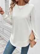 Sudadera Cómoda Casual con Textura Waffle y Dobladillo Asimétrico