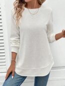 Sudadera Cómoda Casual con Textura Waffle y Dobladillo Asimétrico