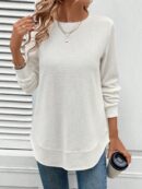 Sudadera Cómoda Casual con Textura Waffle y Dobladillo Asimétrico