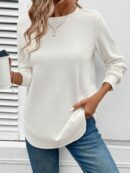 Sudadera Cómoda Casual con Textura Waffle y Dobladillo Asimétrico