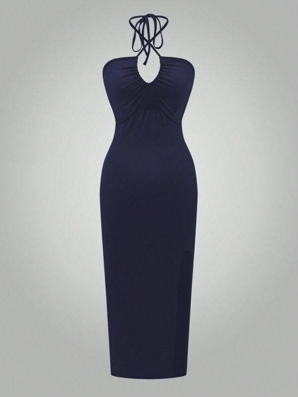 Vestido Largo Halter Sin Mangas con Espalda Descubierta y Abertura Lateral - Image 11