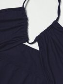 Vestido Largo Halter Sin Mangas con Espalda Descubierta y Abertura Lateral