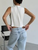 Blusa de Lino Sin Mangas con Lazo Frontal