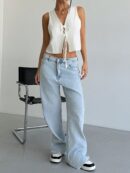 Blusa de Lino Sin Mangas con Lazo Frontal