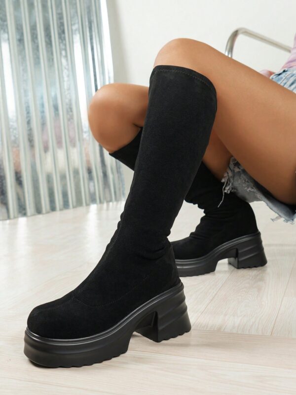 Botas de Tacón Alto Asimétrico con Flecos al Estilo Caballero - Image 15