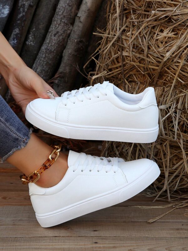 Zapatillas Blancas de Mujer para Skateboard, Versátiles y Transpirables, Estilo Coreano - Image 2