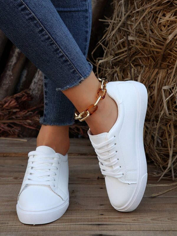 Zapatillas Blancas de Mujer para Skateboard, Versátiles y Transpirables, Estilo Coreano