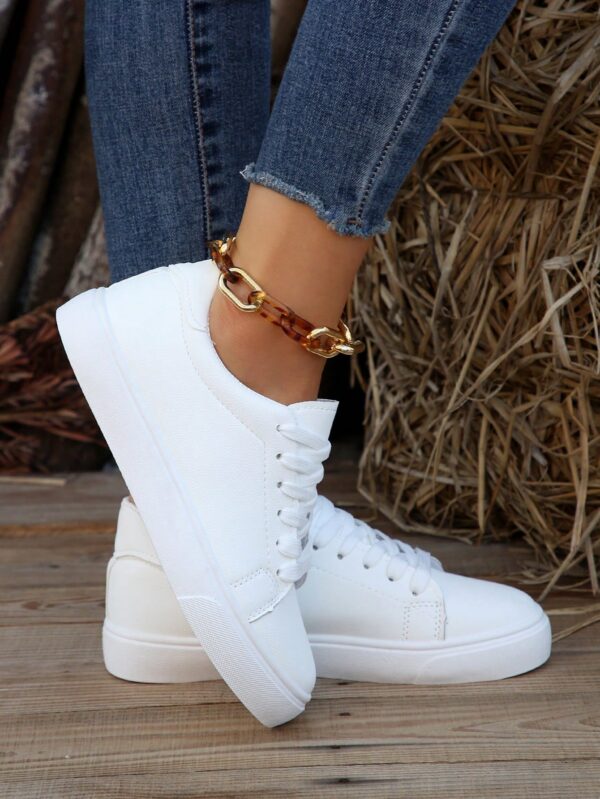 Zapatillas Blancas de Mujer para Skateboard, Versátiles y Transpirables, Estilo Coreano - Image 3