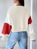 Cardigan Largo con Hombros Caídos y Diseño Colorblock
