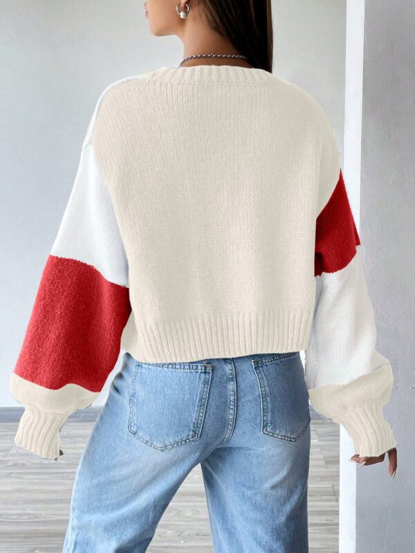 Cardigan Largo con Hombros Caídos y Diseño Colorblock - Image 82