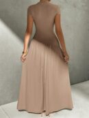 Vestido Midi Asimétrico A-Line Elegante y Simple con Cuello Alto