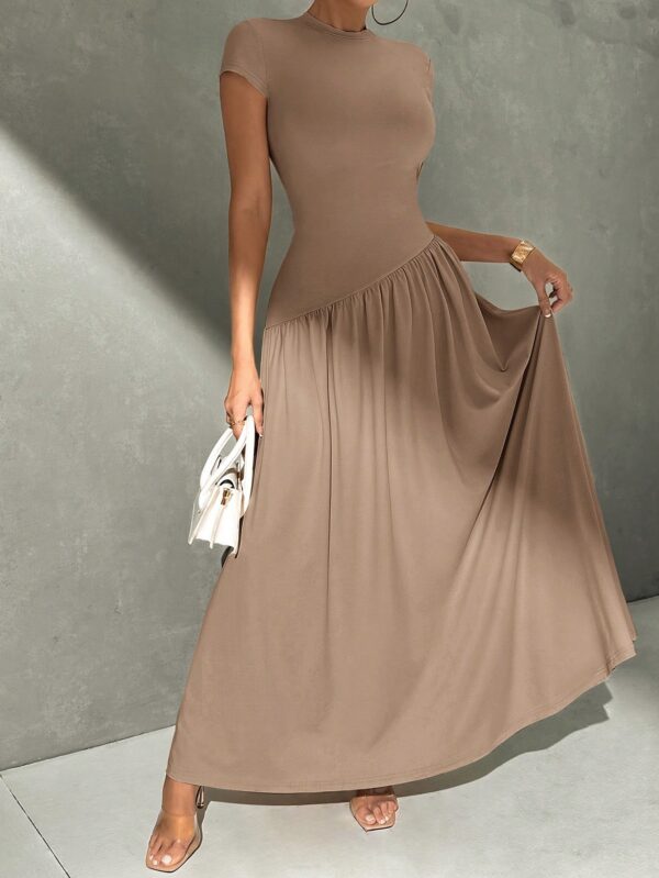 Vestido Midi Asimétrico A-Line Elegante y Simple con Cuello Alto - Image 29