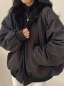 Campera Reversible con Capucha para Mujer, Gruesa para Otoño/Invierno