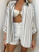 Camisa Casual a Rayas con Manga Larga y Corte Relajado