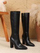 Botas Altas de Tacón Ancho para Mujer Talla Plus